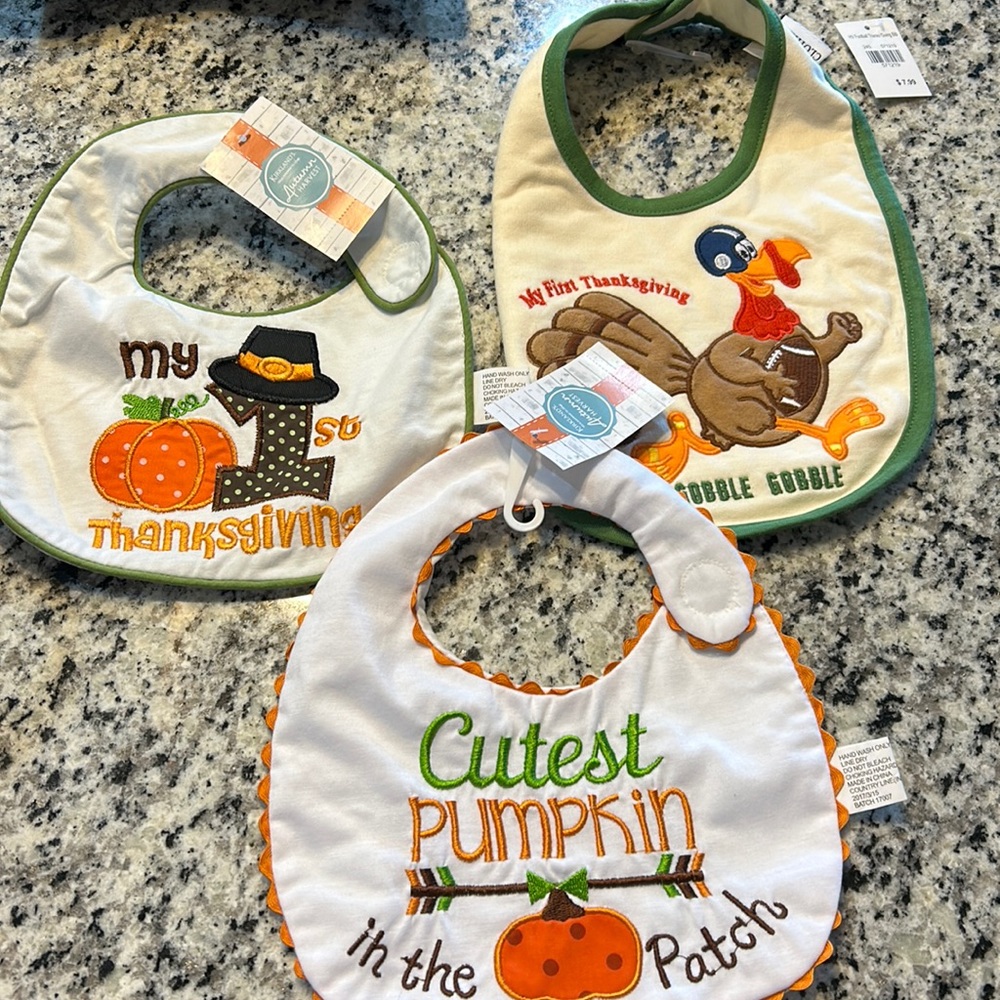 3 Baby first Fall Bibs